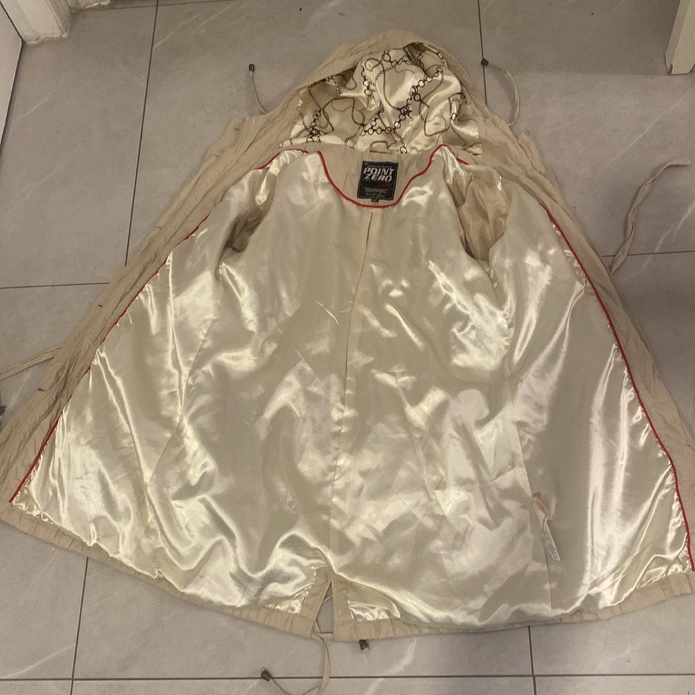Point Zero (Nicole Benisti) hooded Utility Jacket Cream Tan Size Large - Picture 12 of 17